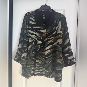 ALI MILES-  Green Print Button Jacket- NWOT Size L